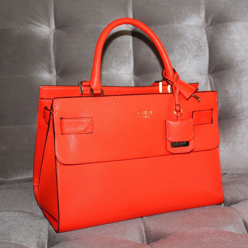 Guess Orange Cate Satchel Purse - Picture 2 of 15